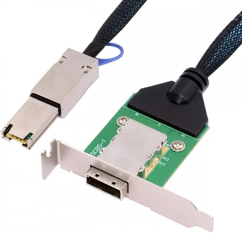 CY Internal Mini SAS SFF-8087 Male to External SFF-8088 Female Extension Cable PCBA with Low Profile Bracket - Image 1